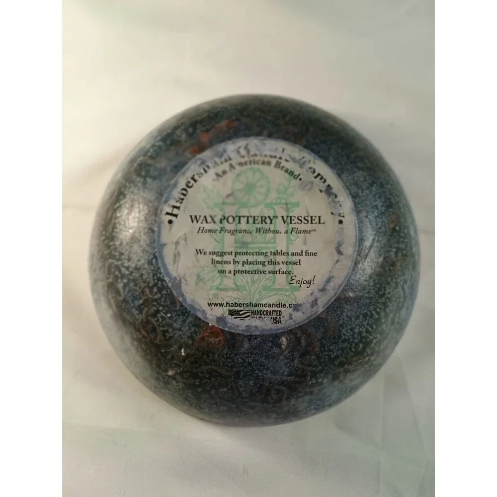 Habersham Candle Company Blue Wax Pottery Vessel W Pressed Flowers Flameless - Picture 9 of 11